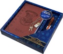 Harry Potter Journal verrouillable avec stylo encre invisible UV pour enfants, adolescents, journal secret avec clé, pages doublées, fournitures de papeterie, cadeaux pour enfants (stylo UV brun)