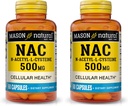 MASON NATURAL NAC N-acétyl L-Cysteine 500 mg - Soutient la santé cellulaire, Immune System Booster, pour le mieux-être général, 60 capsules (paquet de 2)