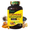 World 1st.Turmeric Curcumin Ginger and Black Seed Oil, 120 Caps, 2250mg, 95% Curcuminoids, BioPerin Ajouté, Extra Strength,Organic,Halal,Vegan,Support Immune System,Support Joint Support (120)
