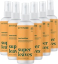 ATTITUDE Spray d'assainissement des mains, EWG vérifié, tue Germs & Bactérie, Vegan & Plant-Based, sans danger pour les adultes et les enfants, Orange Blossom & Eucalyptus Scent, 3,38 Fl Oz (paquet de 6) (Bouteille de pulvérisation)