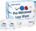 200 Nettoyant d'objectif de comptage Wipes-pré-moyenné Individuellement Enveloppé Wipes d'écran optique Nettoyant Streak Free Séchage rapide