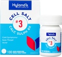 Sel cellulaire de Hyland no 3 comprimés de sulfate de calcium 6X, soulagement du froid, soulagement homéopathique naturel des rhumes, gorge douloureuse, acné, comprimés à dissolution rapide, 100 comtes
