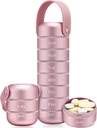 Zannaki Metal Weekly Pill Organizer, Grande Pill Box 7 Jour, Etanche Daily Pill Case avec poignée en silicone, Aluminium Portable Pill Holder Container pour Vitamine, Médecine, Supplément,Pills