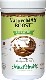 NatureMax BoostTM Poudre de protéines de pois - Supplément énergétique Remplacement des repas - 20g Protéines par portion - Saveur de chocolat naturel - Vitamine casher - 1lb.
