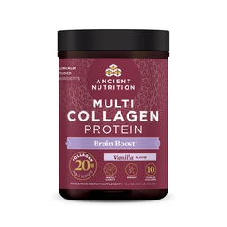 Ancient Nutrition Collagen Powder Protein, Multi Collagen Protein, Hydrolysed Collagen Peptides soutient la peau et les ongles, supplément articulaire (Brain Boost, 45 portions)