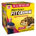Barres protéinées de taille FITCRUNCH Snack, barre cuite à 6 plats, 3g de sucre et de noyau de gâteau doux (18 barres, beurre d'arachide)