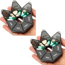 Organisateur de pilules, 2 Pack Pill Box, petit cas de pilules, contenant de médicaments 1 fois par jour, organisateurs de médicaments hebdomadaires, cas de pilules, détenteur de médicaments, organisateur quotidien Voyage 7 jours (noir)