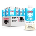 Lait musclé Zéro Protein Shake, Vanilla Crème, 11 Fl Oz Carton, 12 Pack, 20g Protéines, Zéro Sucre, 100 Calories, Calcium, Vitamines A, C & D, 4g Fibre, Seringue énergisante, Emballage May Vary,12 Compte (Paquet de 1)