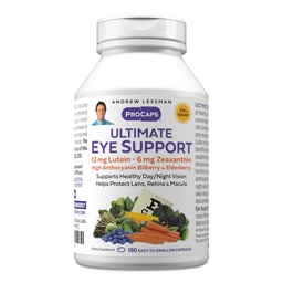 ANDREW MOINSMAN Ultimate Eye Support 180 Softgels - 12mg Lutein, 6mg Zeaxanthin, Bilberry, nutriments clés pour soutenir la santé des yeux et promouvoir une vision saine. Pas d'additifs. Facile à avaler Softgels