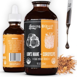 Hodgins Récolte Lion Organique de La Mane + Cordyceps Teinture de Récipient Fabriqué avec des champignons cultivés sur notre ferme aux USA