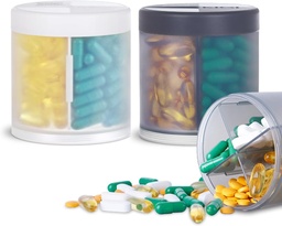 2 Pack KIGI Grande capacité de la médecine Organisateur de pilules bouteilles avec 4 compartiments