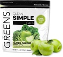 Nettoyer les aliments simples Super Greens Poudre, naturellement aromatisé Greens Poudre avec Chlorella, Spiruline, Superfoods et fibre prébiotique, Pas d'ingrédients artificiels, sans gluten, saveur de pomme verte, 30 portions
