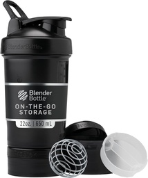 Bouteille de mélangeur de beurre avec organisateur de pilule et de stockage pour poudre de protéines, Classic V2 ProStak System, 22-Ounce, Minuit noir