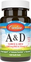 Carlson - A & D, 10000 UI (3000 mcg RAE) Vitamine A, 400 UI (10 mcg) Vitamine D3, Soutien de la vision, Santé de la peau, 100 gels doux