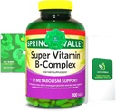 Comprimés super B-complexes à ressort léger – Vitamine B6, B12, C, Thiamine, Biotine – Supplément alimentaire complet sans gluten avec guide de lumière et de printemps – soutient l'énergie et l'immunité