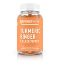 PUREFINITY Gummies de supplément de curcuma et de gingembre avec poivre noir, support joint Curcumin Chewables avec goût délicieux – sans gluten, sans OGM, végétalien, 60 comte