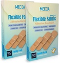 Bandes adhésives en tissu souple pour une protection flexible et un soin de la plaie confortable des découpes, des écharpes et des plaies mineures, tailles assorties (2-1/4"x5/8", 3" x3/4", 3"x1") - Twin Pack 100 CT Box