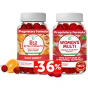 Lunakai Vitamine B12 and Women's Multivitamin Gummies Bundle - Supplément non OGM et végétalien pour le soutien énergétique et la santé des os - Valeur quotidienne de 16 vitamines et minéraux essentiels - 30 jours d'approvisionnement