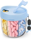 Distributeur de pilules mignon avec 7 grands compartiments, organisateur portable de bouteilles de pilules avec large ouverture pour une utilisation facile, organisateur de pilules anti-Mix pour les voyages, conteneur de pilules sans BPA, bleu