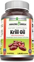 Incroyable huile de krill Omega avec Omega 3s EPA, DHA, Phospholipides et Astaxanthine 1000 Mg par portion 120 softgels Supplément