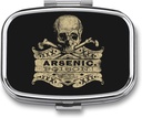 Metal 2 Compartiment Pill Organizer Travel Friendly Portable Compact Pill Box Cute Pill Case pour contenir des vitamines/huile de poisson/compléments/médecine/comprimé pour la purse/poison (poison arsenicique)
