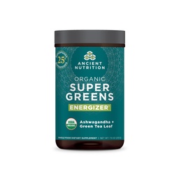 Alimentation ancienne SuperGreens Bio Poudre d'Energizer avec Probiotiques et B12, Fabriqué à partir de Fruits, Légumes et Herbes Réels, pour Digestion, Détoxification et Soutien énergétique, 25 Servants