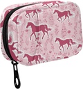 Fustylead Pink Horse Silhouette et éléments décoratifs botaniques Pill Organizer for Purse, Weekly Portable Pill Box with Zipper to Storage Vitamines Huiles de poisson Médicaments Suppléments