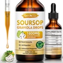 Soursop Graviola gouttes liquides 1800mg, Antioxydant naturel, Support cellulaire et régénération, Immune Boost, Soursop Bitters liquide, sans sucre, non-OGM, végétalien, saveur orange, 2 FL OZ