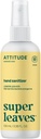 ATTITUDE Spray d'assainissement des mains, EWG Vérifié, Tue Germs & Bactérie, Vegan & Plant-Based, Sans danger pour les adultes et les enfants, Feuilles de citron Scent, 3,38 Fl Oz (Bouteille de pulvérisation)