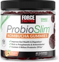Facteur de force ProbioSlim Kombucha Gummies pour la santé digestive, probiotiques pour les femmes et probiotiques pour les hommes fabriqués avec 5 Million CFU, Kombucha SCOBY Gummies probiotiques, Pêche, 60 Gummies