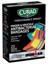 Série de performances CURAD IRONMAN Bandes antibactériennes, technologie d'adhésif de maintien extrême, bandes de doigts et de couteaux, tissu flexible, lot de variétés avec tailles et couleurs assorties, 20 Nombre