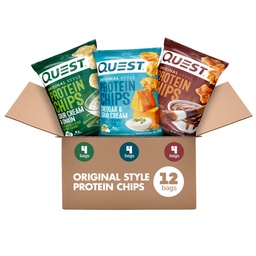 Quest Nutrition Chips Protein Variety Pack, BBQ, Cheddar & Crème Soureuse, Crème Soureuse et Oignon, Haute Protéine, Faible Carb, 1,1 oz (Paquet de 12)