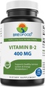 Brieofood Vitamine B2 (Riboflavine) 400mg, 120 Capsules de légumes - Sans gluten, sans OGM