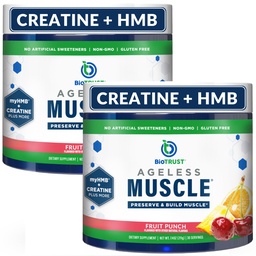 Constructeur de muscles sans âge BioTrust - Poudre de HMB créatine avec vitamine D3 et bétaïne - construire et conserver naturellement en déclin de masse et de force musculaire - punch de fruits, 60 portions
