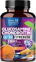 Glucosamine Chondroïtine 2100mg - Supplément de soutien joint 3X avec MSM, Glucosamine Sulfate, Turmeric, Boswellia, Quercetin pour cartilage, flexibilité et mobilité, mis en bouteille aux États-Unis, 120 Capsules