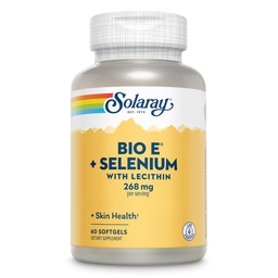 Bio Vitamine E 400 UI (268 mg) avec Sélénium 100 mcg et Lecithine - Support thyroïdien, Supplément antioxydant et immunosupport, Haute absorption, Verifié en laboratoire, Garantie de 60 jours, 30 portions, 60 Softgels