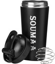 Bouteille de shaker pour protéines en acier inoxydable isolante avec mélange de fils à billes à 24 oz Bouteille de shaker isolante pour mélange de poudres de protéines, mélange de smoothie, mélange de suppléments et pour pré-entraînement