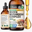 BIO KRAUTER Dozen Mushroom Tecture - Immune Support Supplément gouttes - Promote le soutien digestif et cognitif - Non-OGM, Formule de défense contre l'immunité liquide - 4 fl. oz bouteille