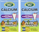 NaturesPlus Parade animale Calcium sans sucre pour enfants, Vanilla Sundae Flavor - 90 comprimés en forme d'animal à croquer, boîte de 2 - Magnésium pour la santé des os - Sans gluten - 90 portions