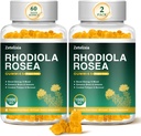2 Pack sans sucre Rhodiola Rosea Gummies 1000mg, Supplément Rhodiola Rosea pour les femmes et les hommes, Support Endurance, Mood & Energy, Non-OGM, Vegan, 120 Comte