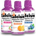 Citrate de calcium liquide de Bluebonnet Citrate de magnésium, vitamine D3- lot d'orange, de bleuets et de fraises, 3 bouteille de 16 Fl Oz chacune (48 Fl Oz Total)
