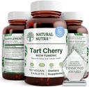 Extrait naturel de cerise Nutra Tart avec curcumine curcuma, aide à réduire la douleur musculaire, soutient le système immunitaire, favorise la santé conjointe, améliore la qualité du sommeil, végétalien, végétarien, sans gluten, 60 comprimés